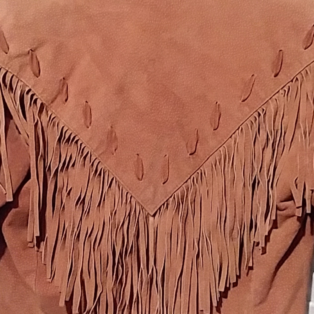 Women's Tan Suede Fringe Jacket - Picture 4 of 10